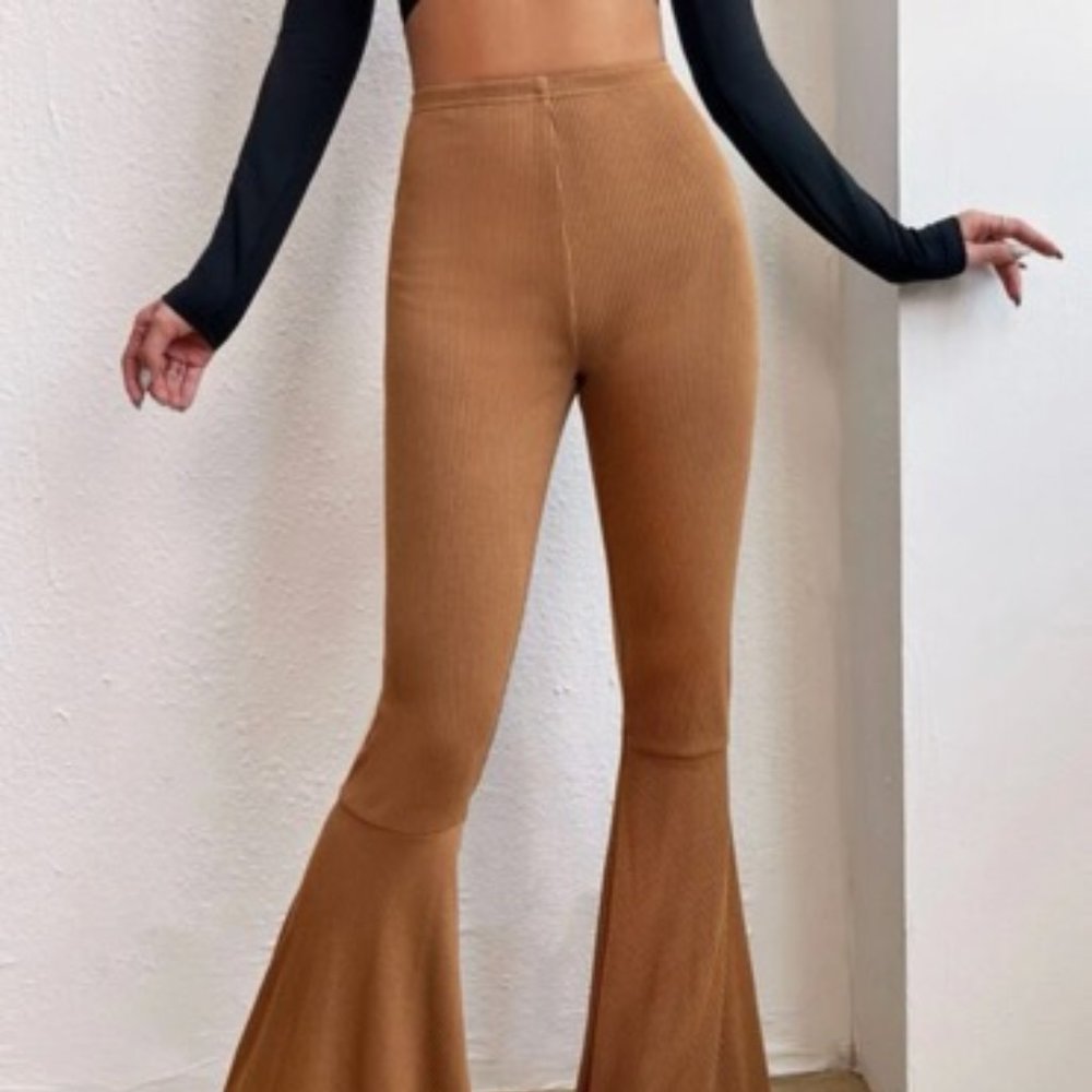 Solid Brown Flare Leg Pants - Size 4